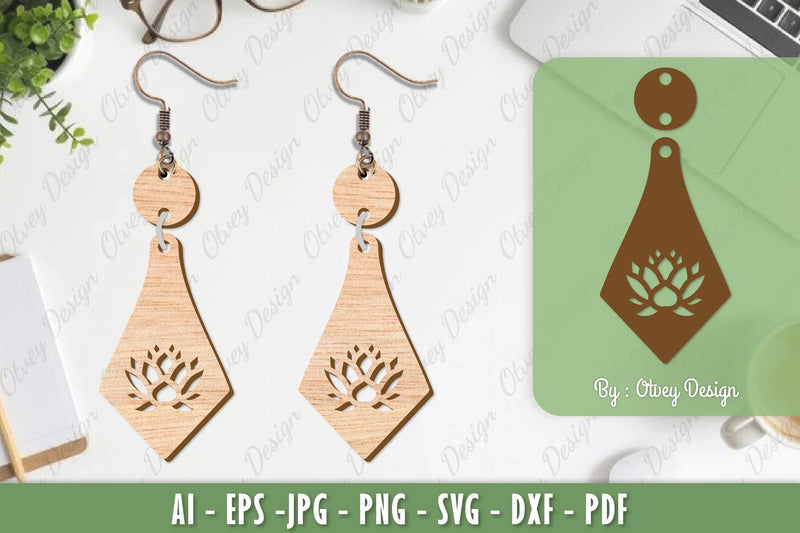 Flower Earrings Laser Cut SVG Bundle 72 - CraftNest - Digital Crafting and Art