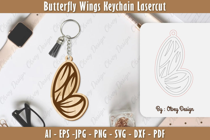 Butterfly Keychain Lasercut SVG Bundle 2 - CraftNest - Digital Crafting and Art