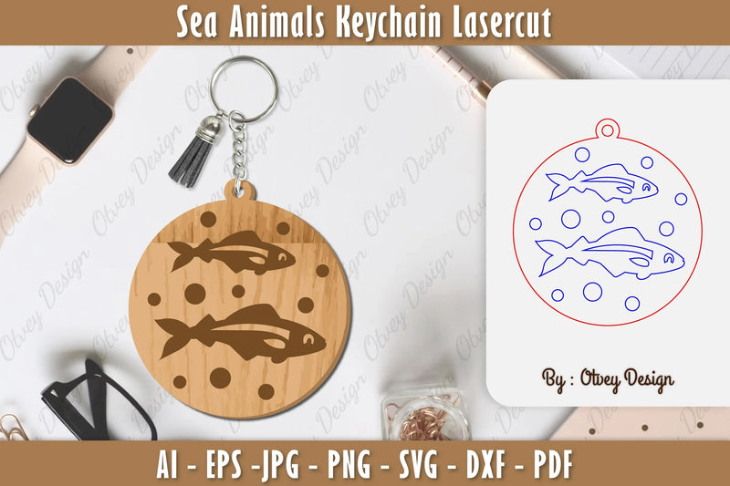 Keychain Sea Animals Laser Cut SVG Bundle 14 - CraftNest - Digital Crafting and Art