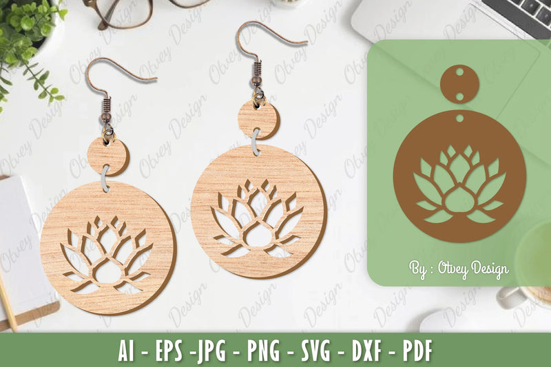Flower Earrings Laser Cut SVG Bundle 12 - CraftNest - Digital Crafting and Art