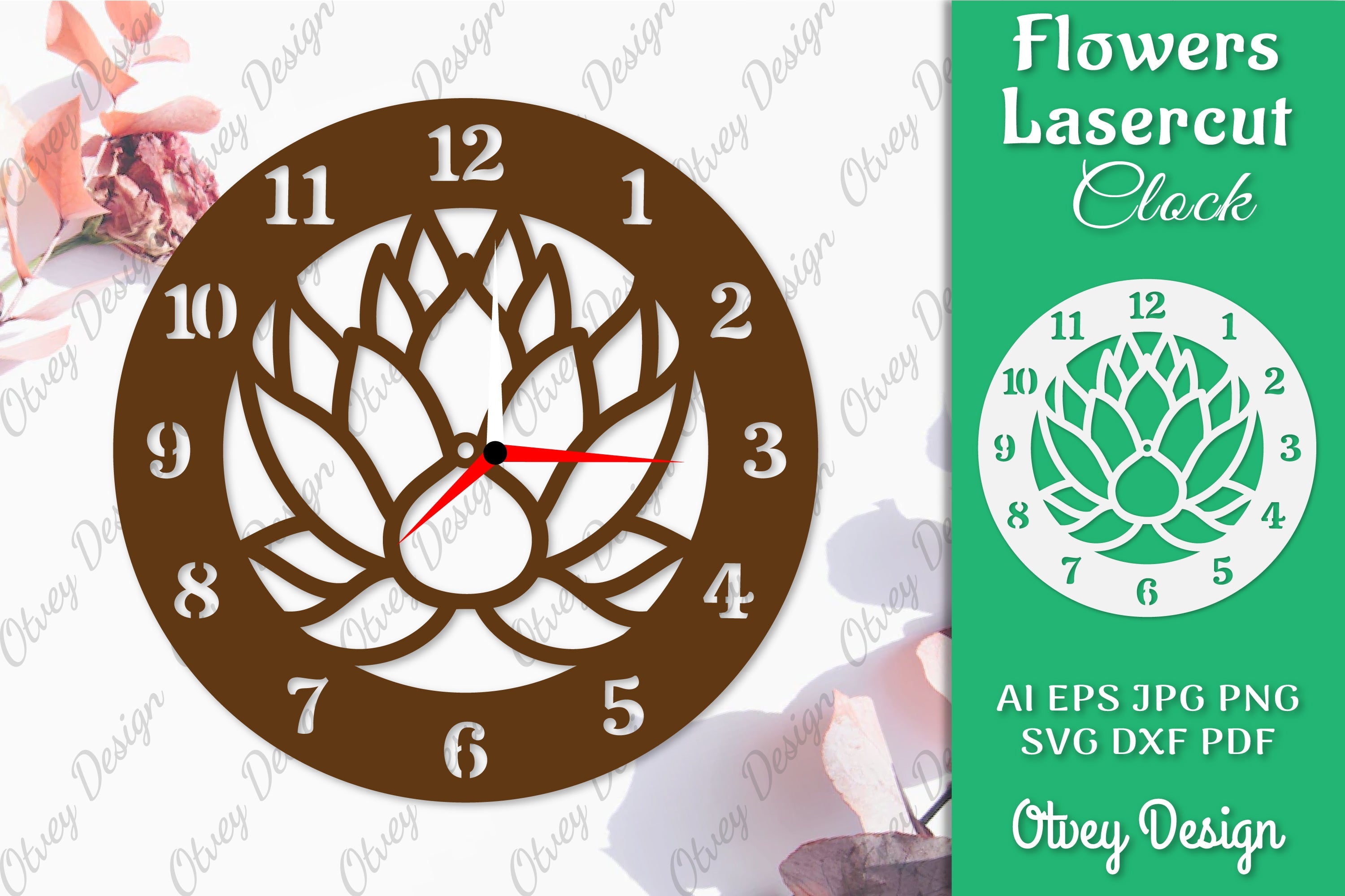 Flowers Clock SVG LaserCut SVG Bundle 2 - CraftNest - Digital Crafting and Art