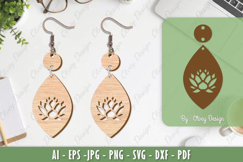 Flower Earrings Laser Cut SVG Bundle 82 - CraftNest - Digital Crafting and Art
