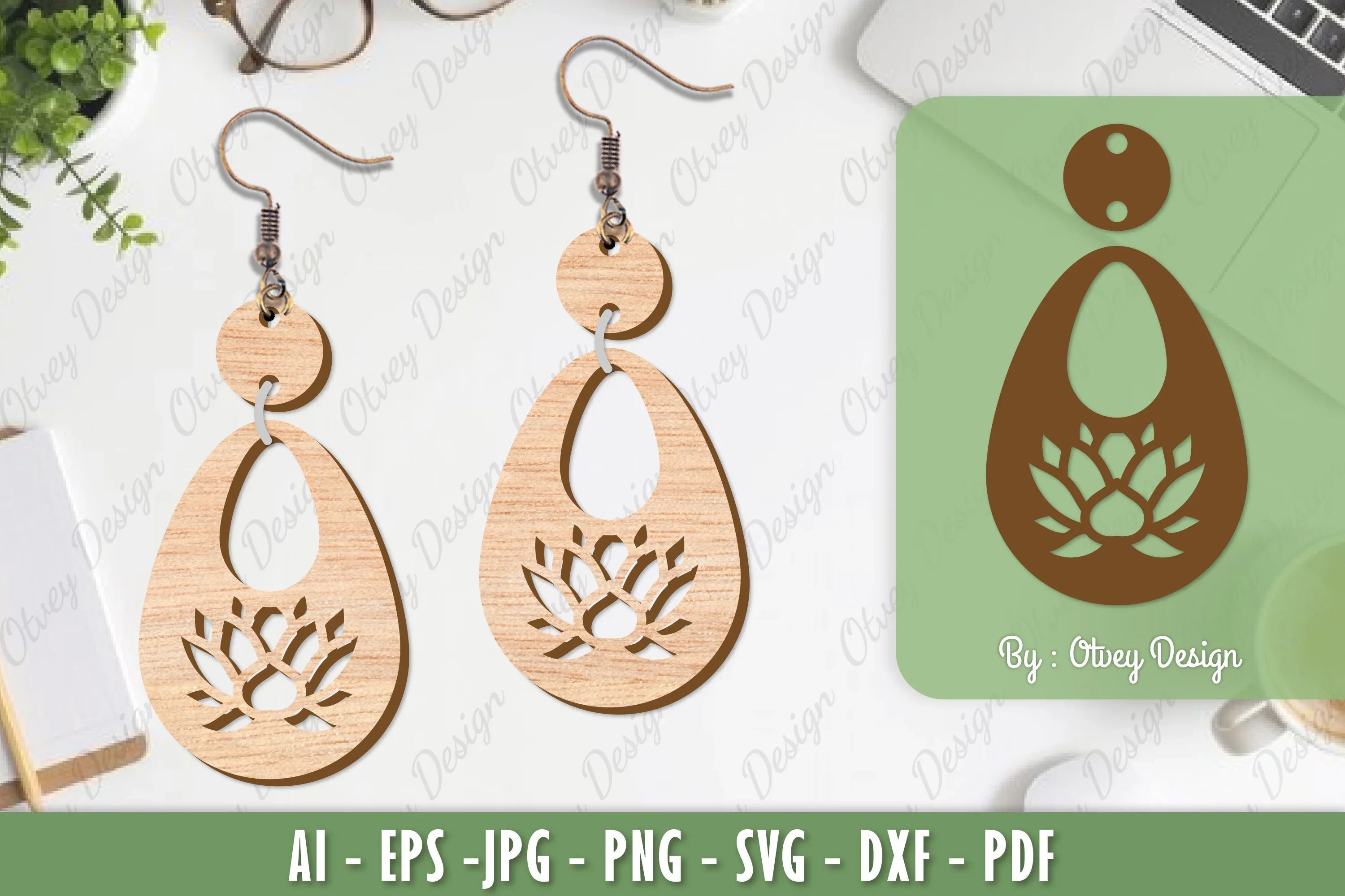 Flower Earrings Laser Cut SVG Bundle 42 - CraftNest - Digital Crafting and Art