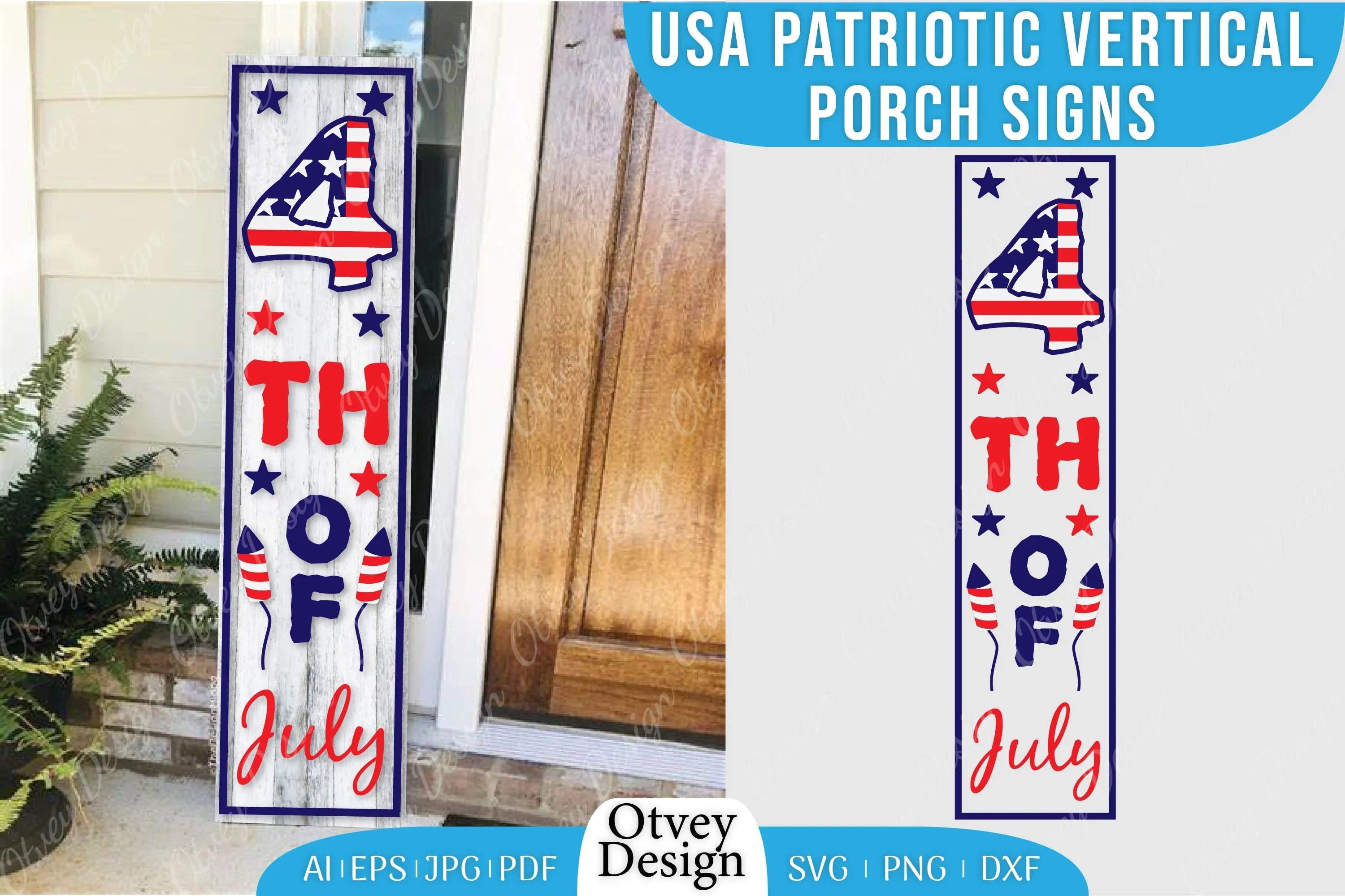 USA Patriotic Vertical Porch Signs SVG Bundle 2 - CraftNest - Digital Crafting and Art