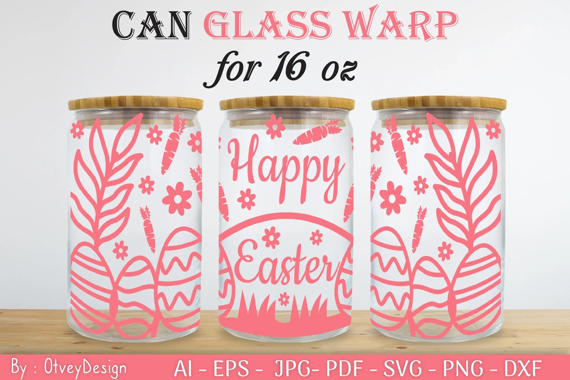 Happy Easter Day 16oz Can Glass Wrap SVG Bundle 3 - CraftNest - Digital Crafting and Art