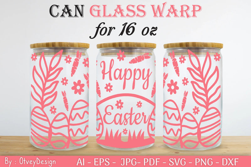 Happy Easter Day 16oz Can Glass Wrap SVG Bundle 3 - CraftNest - Digital Crafting and Art