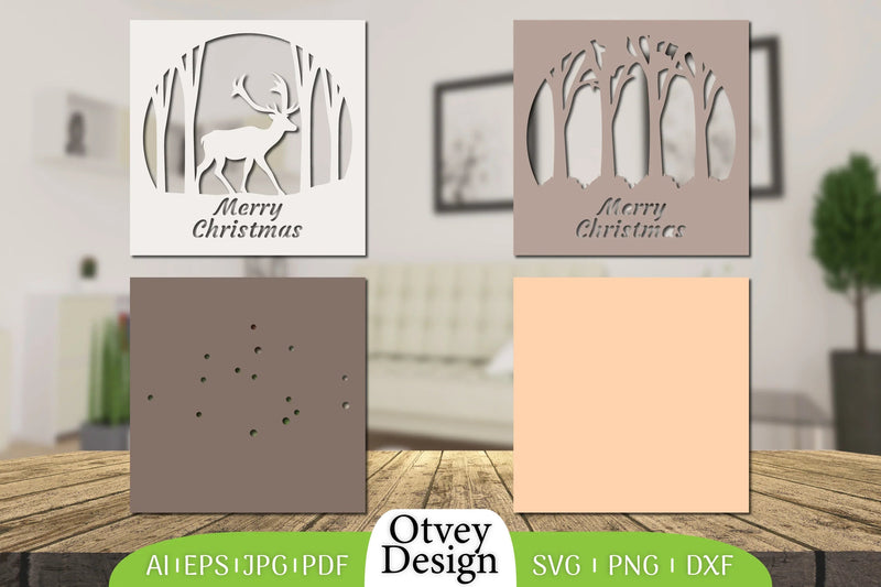 Merry Christmas Deer 3D Shadow Box Papercut SVG Bundle 3 - CraftNest - Digital Crafting and Art
