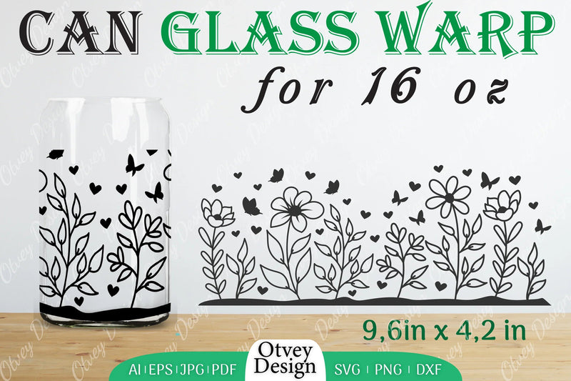 Blooming Wildflowers Can Glass 16 OZ SVG Bundle 3 - CraftNest - Digital Crafting and Art