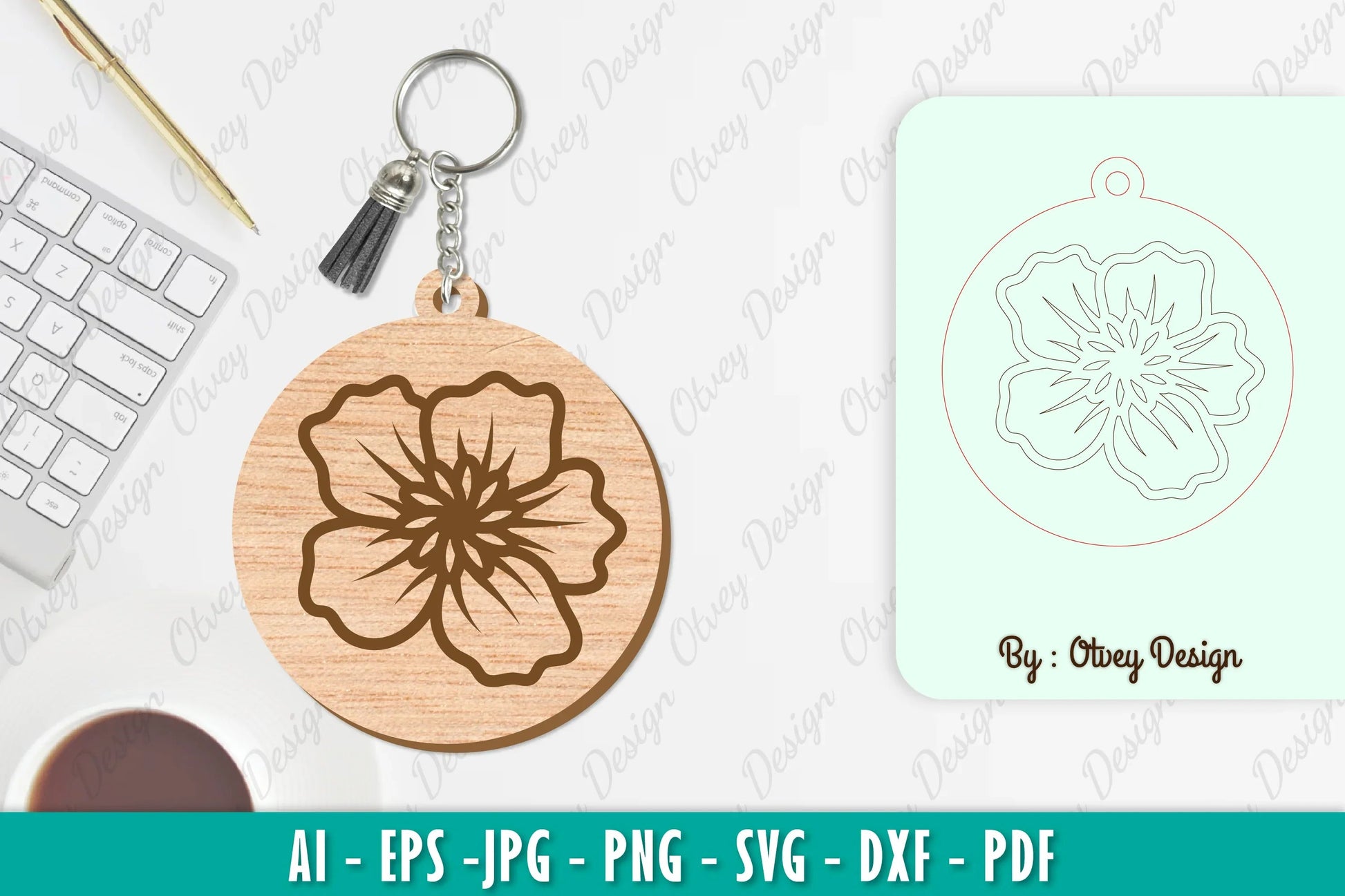 Flower Keychain SVG Bundle 27 - CraftNest - Digital Crafting and Art