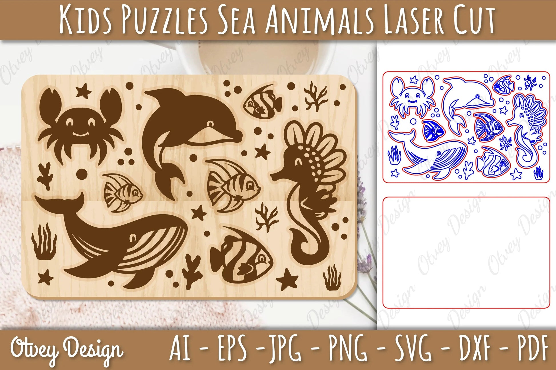 Kids Puzzles Sea Animals SVG Bundle - CraftNest - Digital Crafting and Art