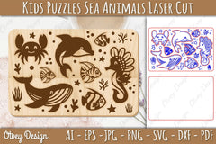 Kids Puzzles Sea Animals SVG Bundle - CraftNest - Digital Crafting and Art