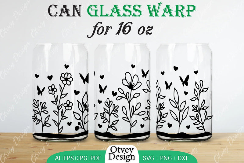 Blooming Wildflowers Can Glass 16 OZ SVG Bundle 1 - CraftNest - Digital Crafting and Art