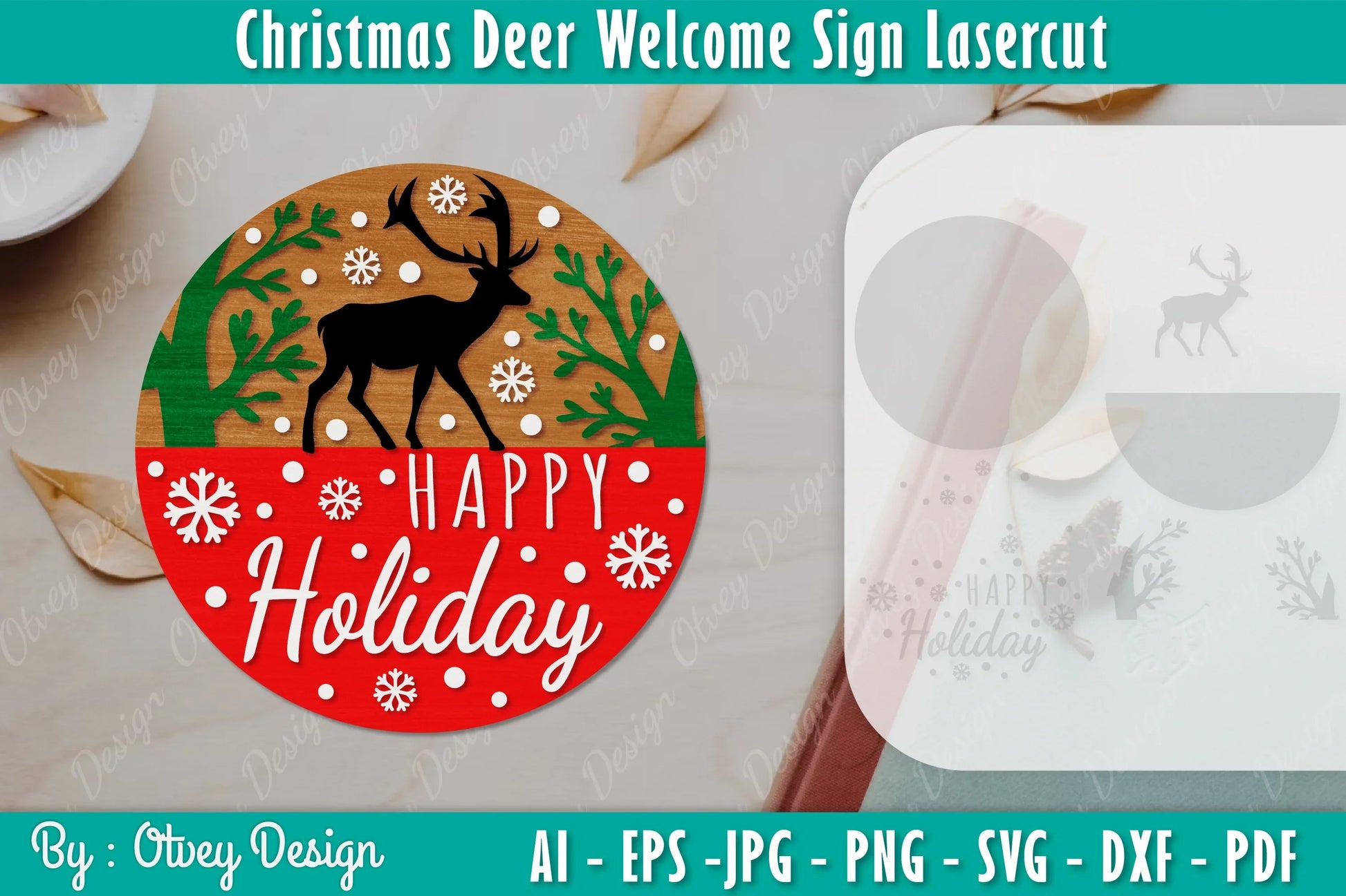 Christmas Deer Welcome Sign SVG Bundle - CraftNest - Digital Crafting and Art