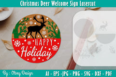 Christmas Deer Welcome Sign SVG Bundle - CraftNest - Digital Crafting and Art