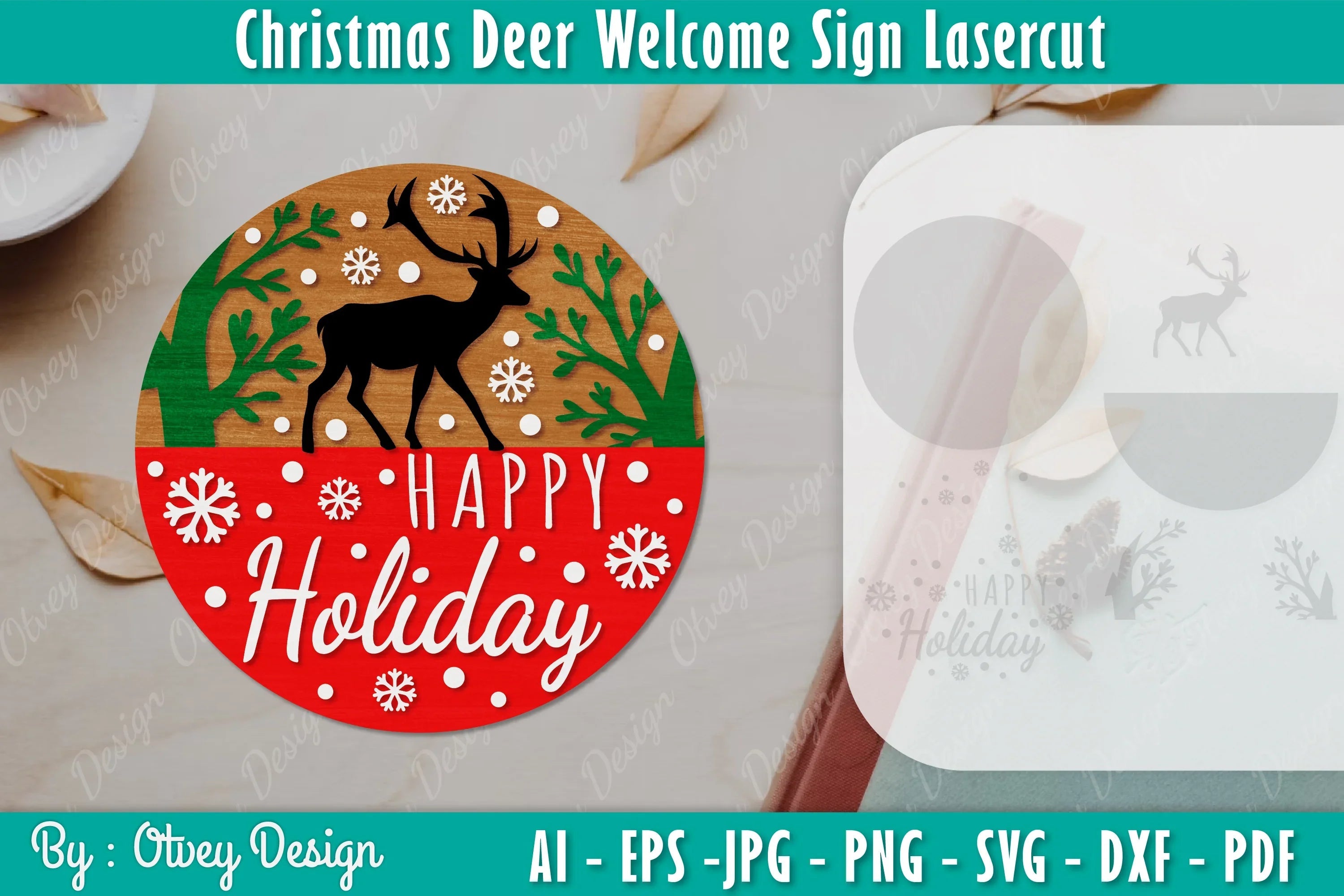 Christmas Deer Welcome Sign SVG Bundle - CraftNest - Digital Crafting and Art