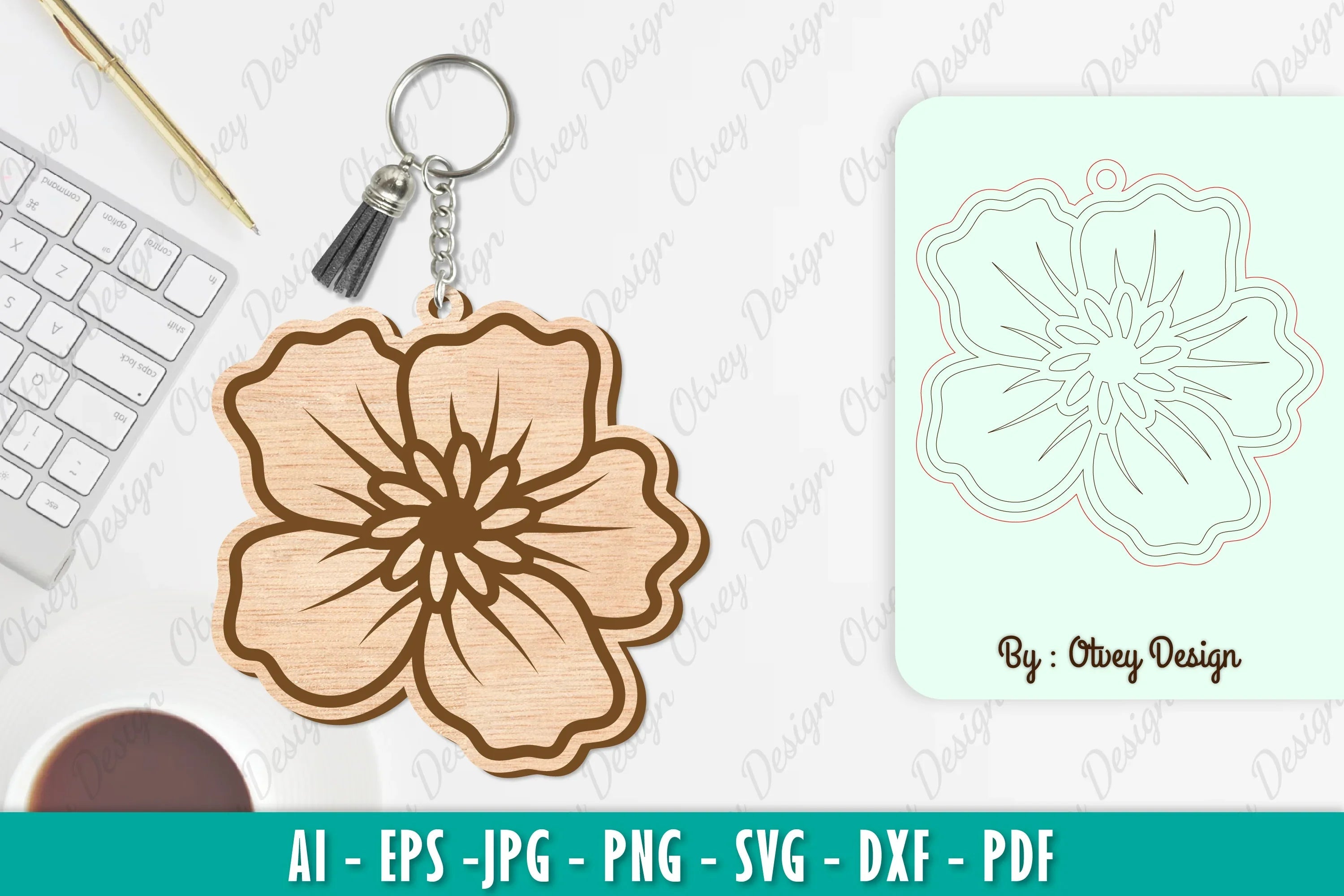 Flower Keychain SVG Bundle 15 - CraftNest - Digital Crafting and Art
