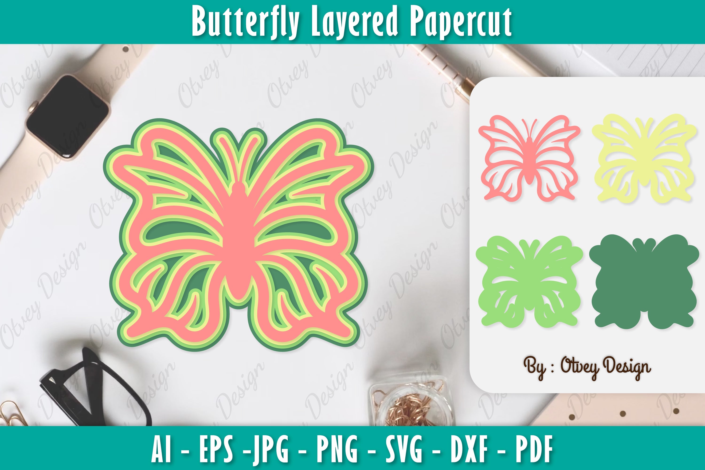 Butterfly Layered Papercut SVG Bundle 3 - CraftNest - Digital Crafting and Art