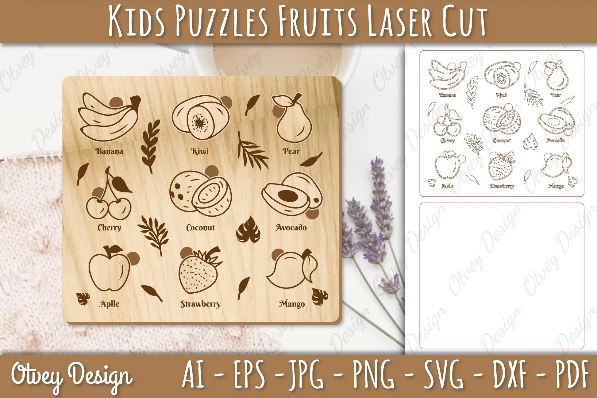 Kids Fruit Puzzles SVG Bundle - CraftNest - Digital Crafting and Art