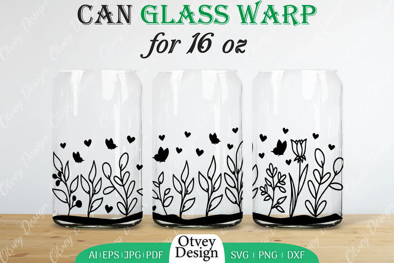 Blooming Wildflowers Can Glass 16 OZ SVG Bundle 4 - CraftNest - Digital Crafting and Art