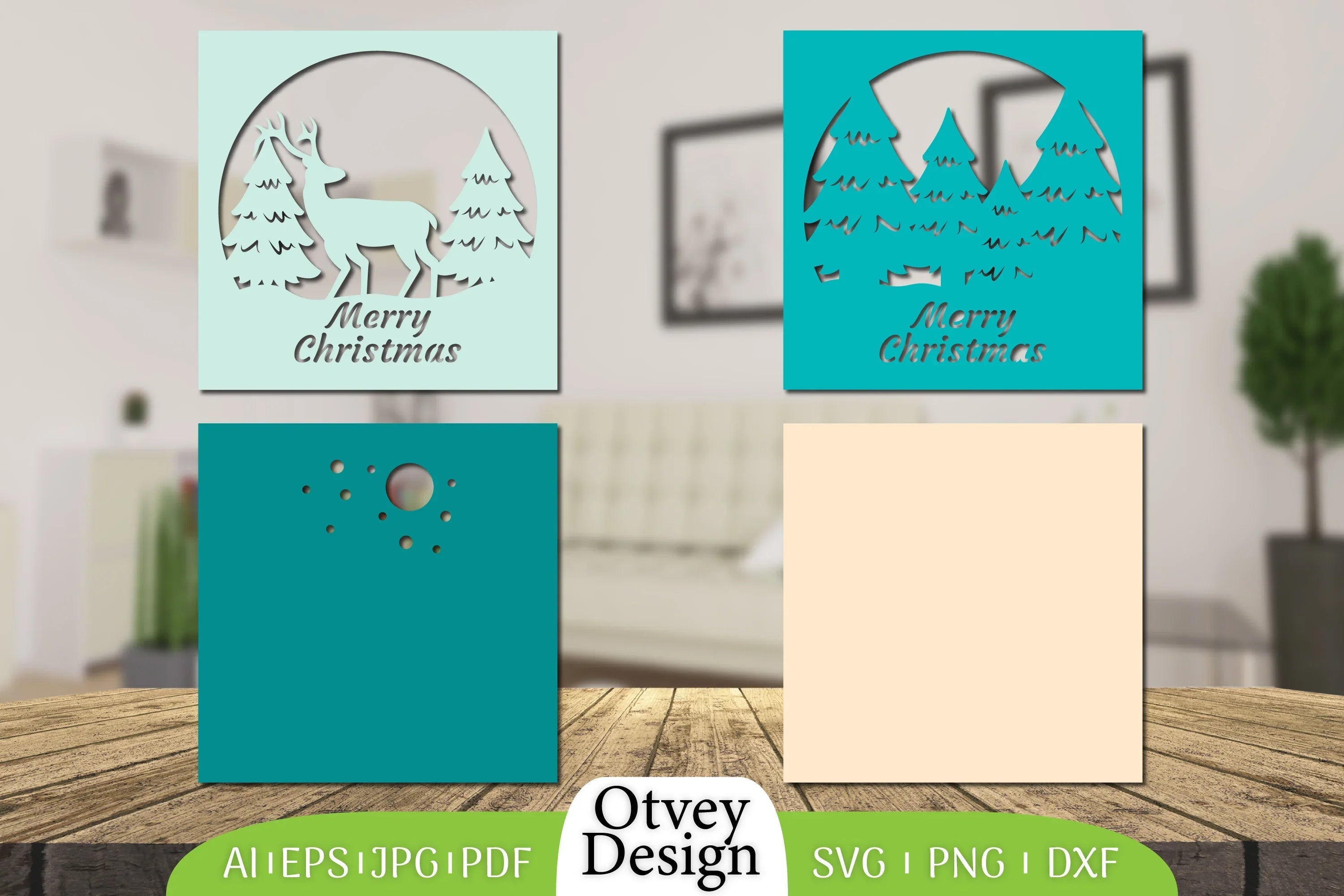 Merry Christmas Deer 3D Shadow Box Papercut SVG Bundle 1 - CraftNest - Digital Crafting and Art