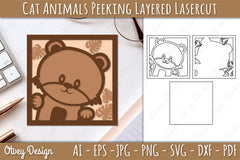 Animals Peeking Layered Lasercut SVG Bundle 4 - CraftNest - Digital Crafting and Art
