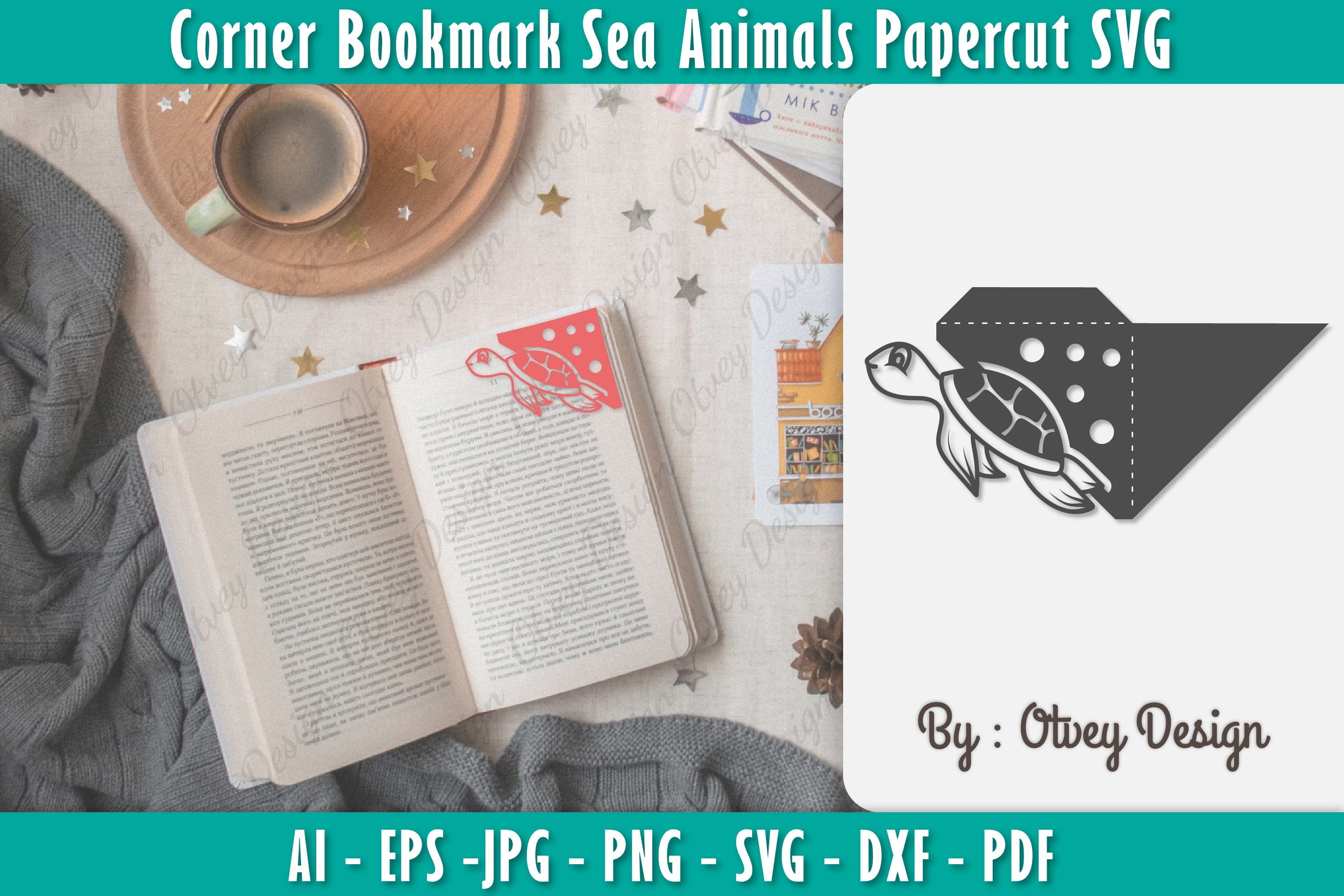Corner Bookmark Sea Animals SVG Bundle 4 - CraftNest - Digital Crafting and Art