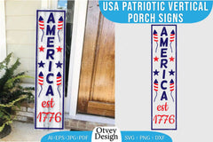 USA Patriotic Vertical Porch Signs SVG Bundle 4 - CraftNest - Digital Crafting and Art