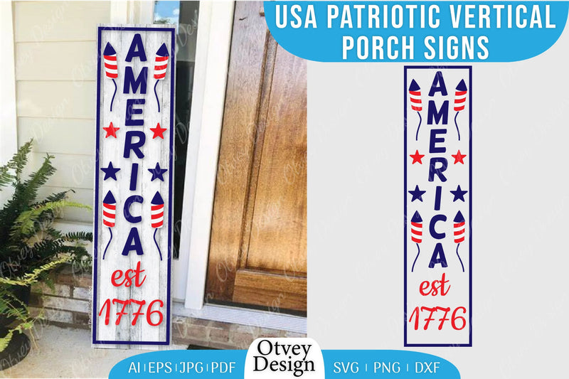 USA Patriotic Vertical Porch Signs SVG Bundle 4 - CraftNest - Digital Crafting and Art
