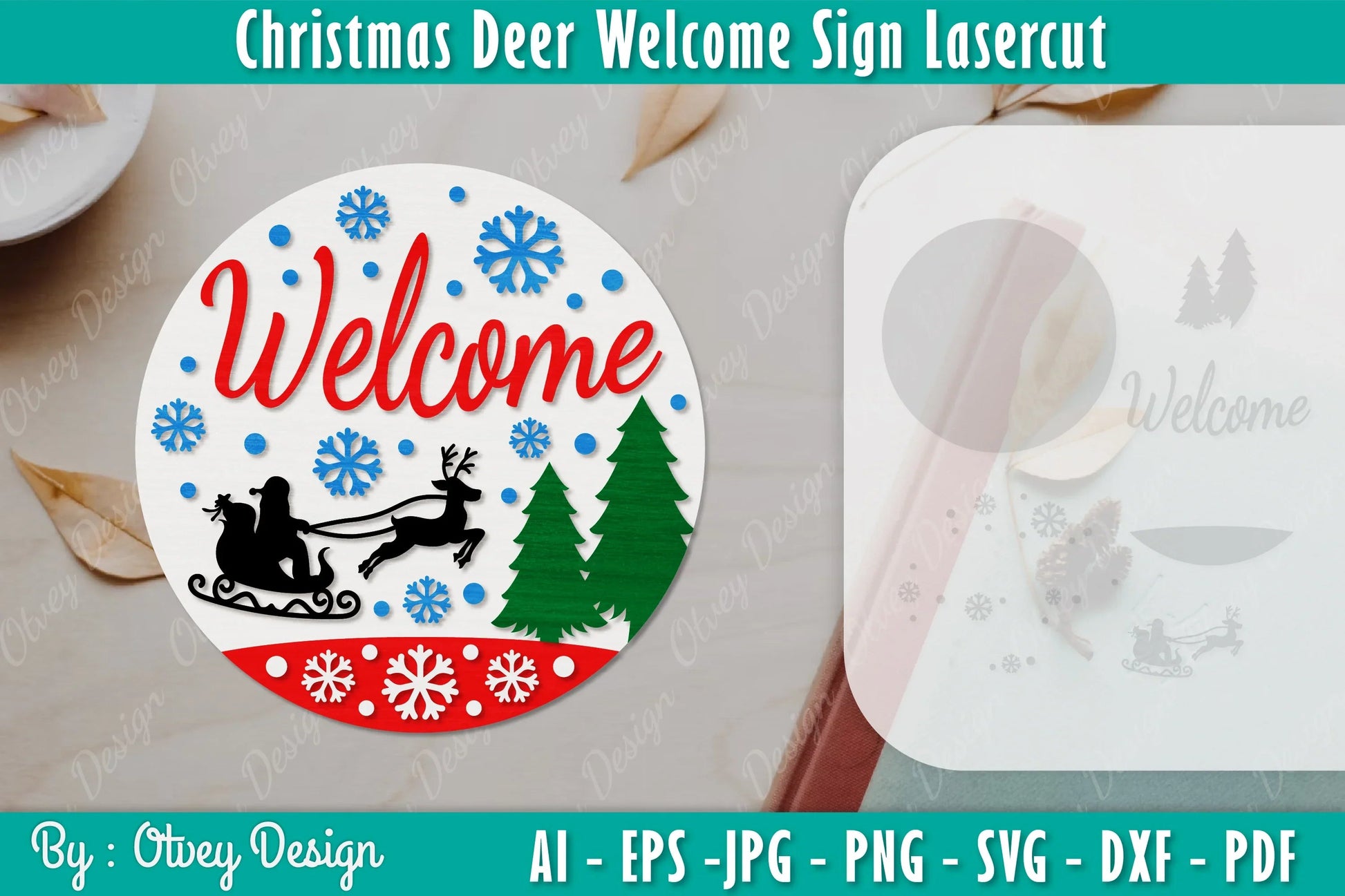 Christmas Deer Welcome Sign SVG Bundle - CraftNest - Digital Crafting and Art