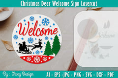 Christmas Deer Welcome Sign SVG Bundle - CraftNest - Digital Crafting and Art