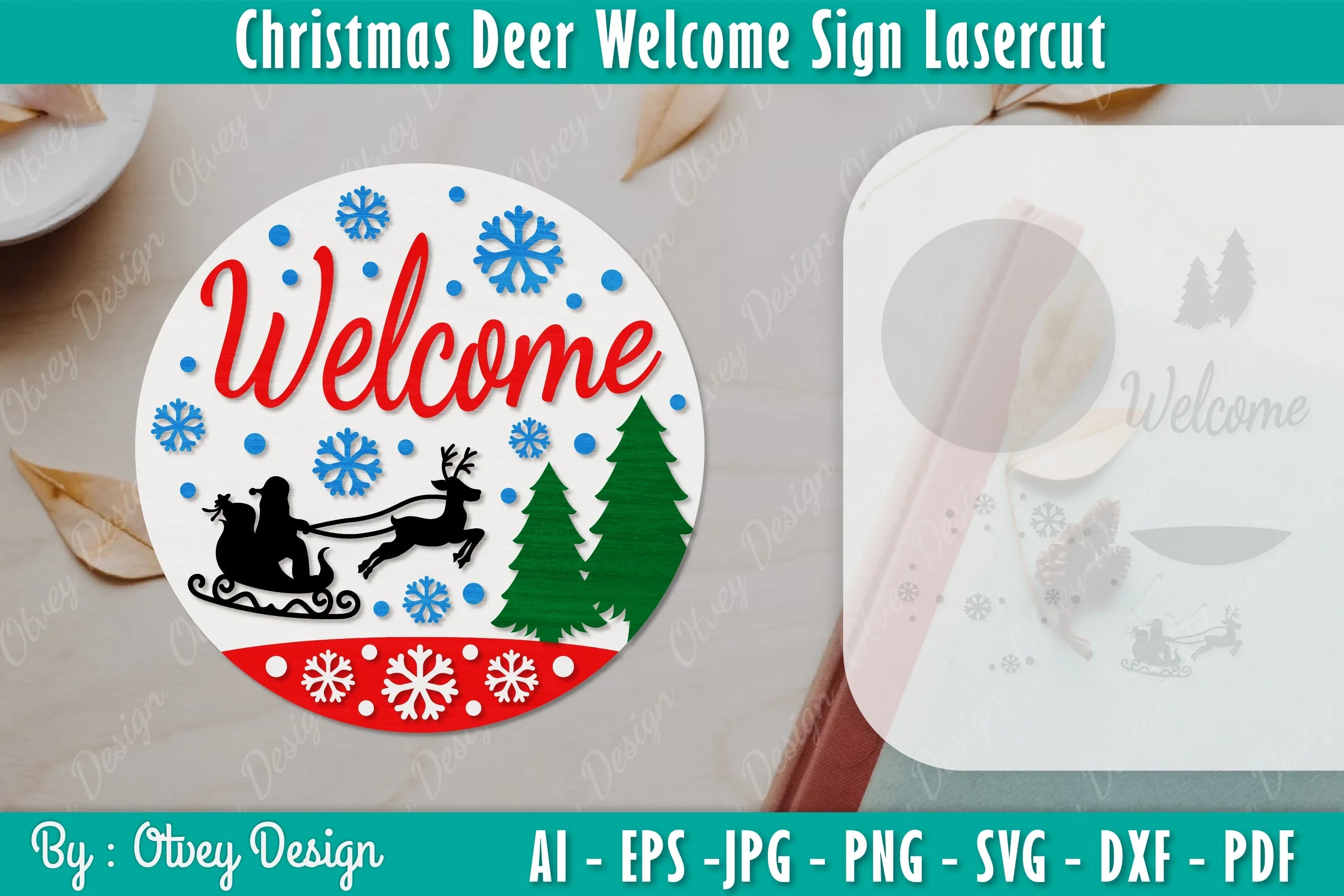 Christmas Deer Welcome Sign SVG Bundle - CraftNest - Digital Crafting and Art
