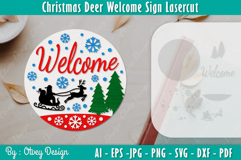 Christmas Deer Welcome Sign SVG Bundle - CraftNest - Digital Crafting and Art