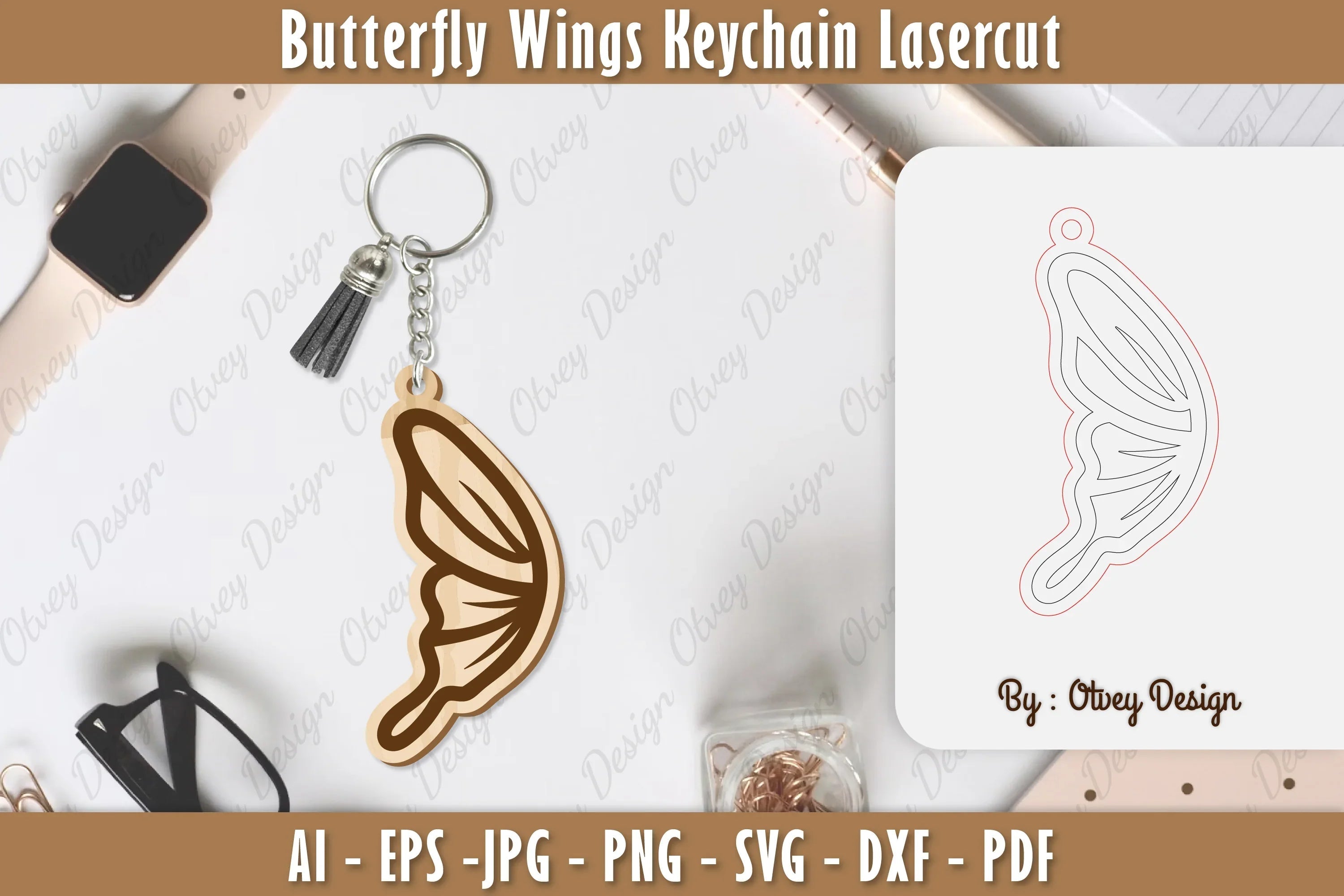 Butterfly Keychain Lasercut SVG Bundle 4 - CraftNest - Digital Crafting and Art