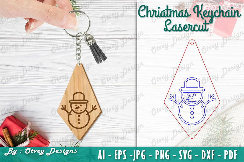 Christmas Keychain Lasercut SVG Bundle 24 - CraftNest - Digital Crafting and Art