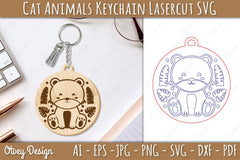 Cat Animal Keychain Laser Cut SVG Bundle - CraftNest - Digital Crafting and Art