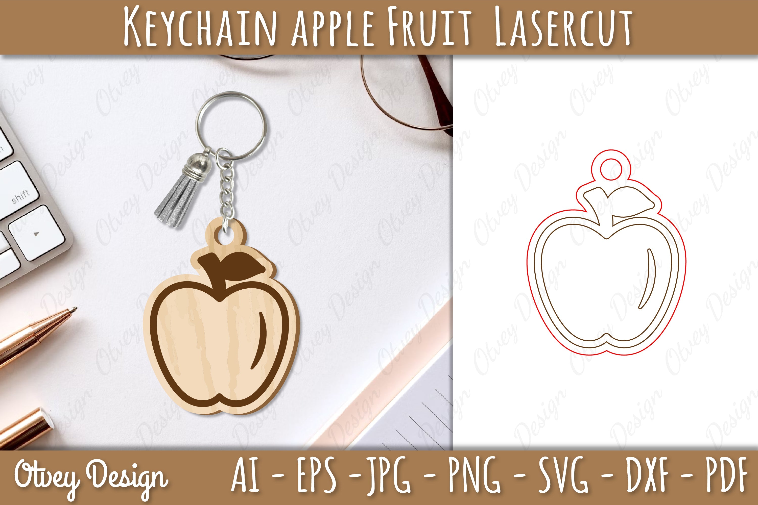 Apple Fruit Keychain Lasercut SVG Bundle - CraftNest - Digital Crafting and Art
