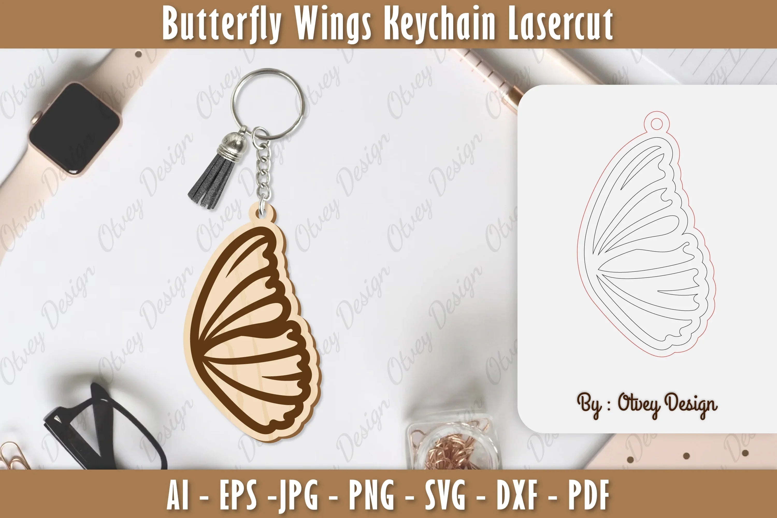 Butterfly Keychain Lasercut SVG Bundle 5 - CraftNest - Digital Crafting and Art