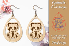 Panda Animal Earrings Lasercut SVG Bundle - CraftNest - Digital Crafting and Art