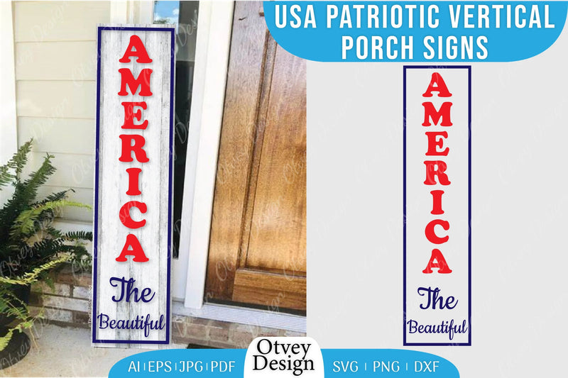 USA Patriotic Vertical Porch Signs SVG Bundle 5 - CraftNest - Digital Crafting and Art
