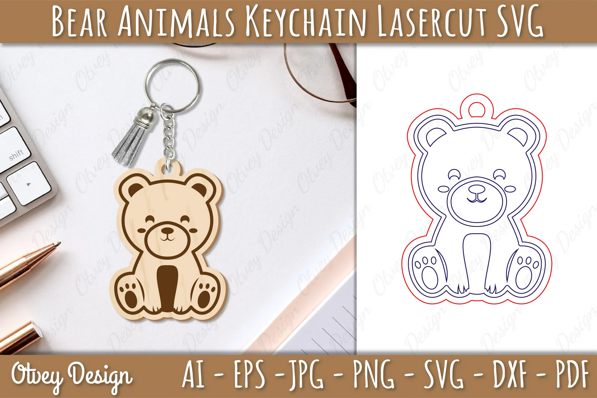 Bear Animal Keychain Laser Cut SVG Bundle 1 - CraftNest - Digital Crafting and Art