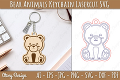 Bear Animal Keychain Laser Cut SVG Bundle 1 - CraftNest - Digital Crafting and Art