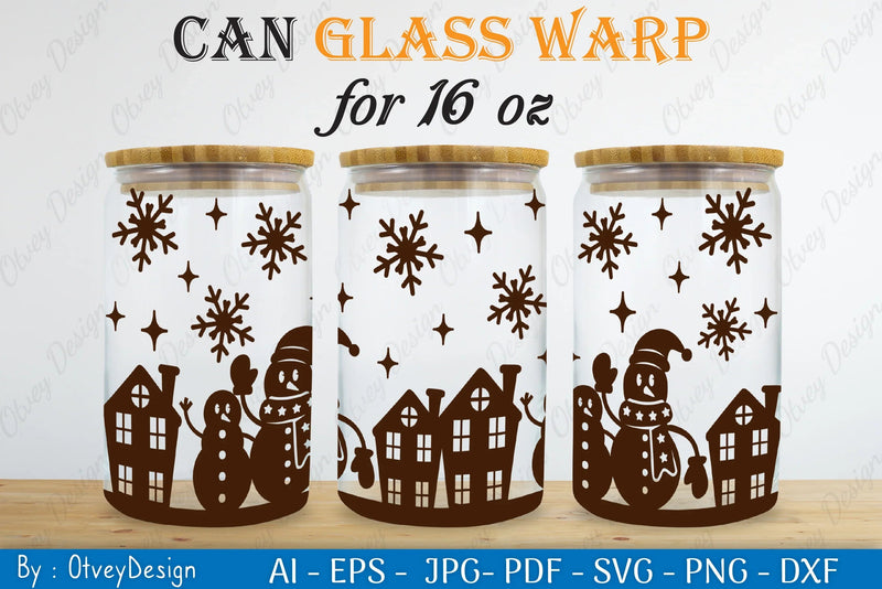 Snowman Can Glass 16 OZ SVG Bundle 8 - CraftNest - Digital Crafting and Art