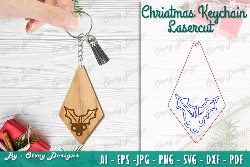 Christmas Keychain Lasercut SVG Bundle 26 - CraftNest - Digital Crafting and Art