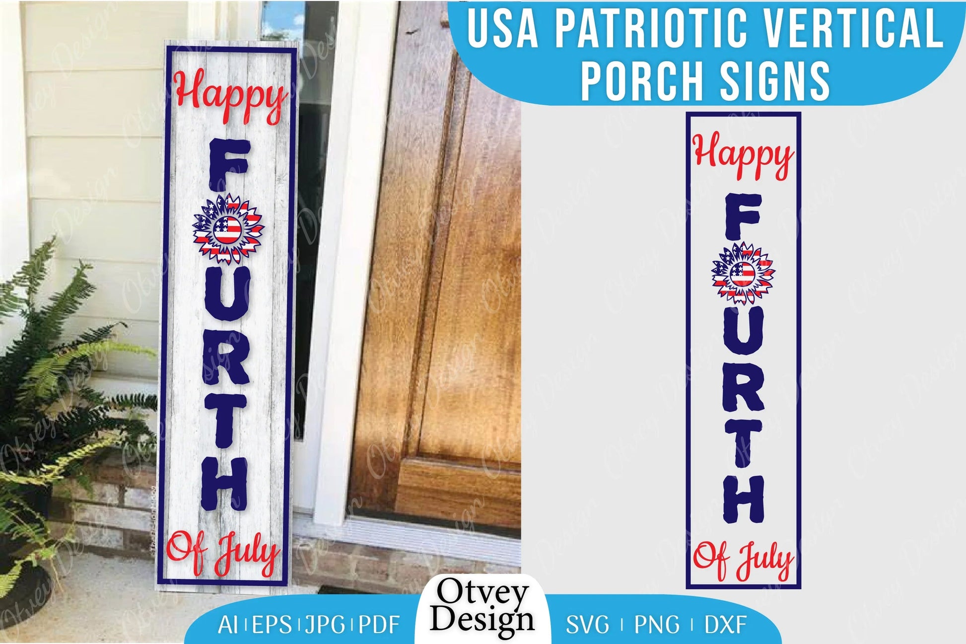 USA Patriotic Vertical Porch Signs SVG Bundle 6 - CraftNest - Digital Crafting and Art