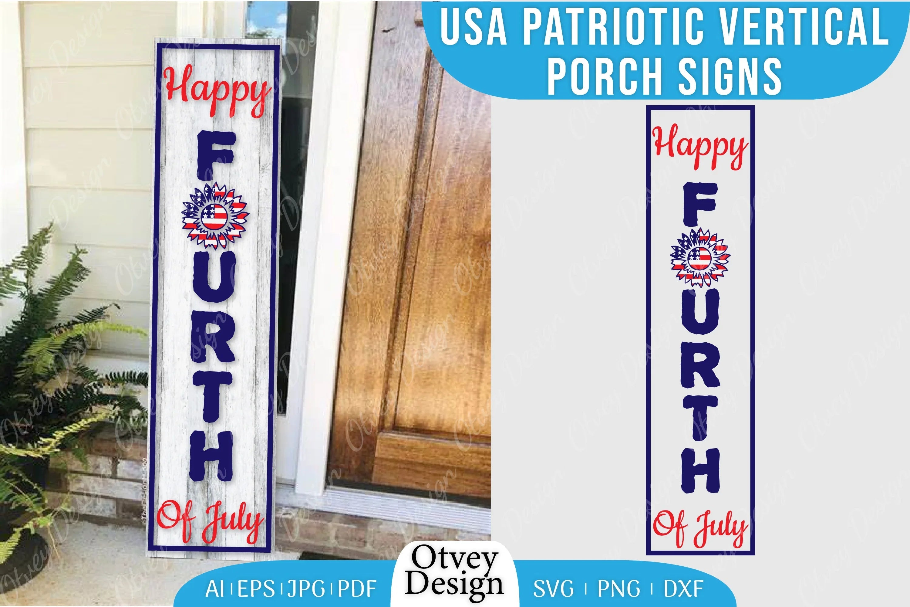 USA Patriotic Vertical Porch Signs SVG Bundle 6 - CraftNest - Digital Crafting and Art