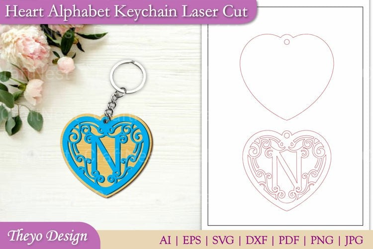 Alphabet Keychain Heart SVG Bundle