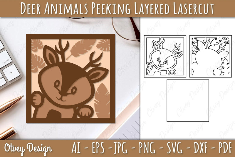 Animals Peeking Layered Lasercut SVG Bundle 7 - CraftNest - Digital Crafting and Art