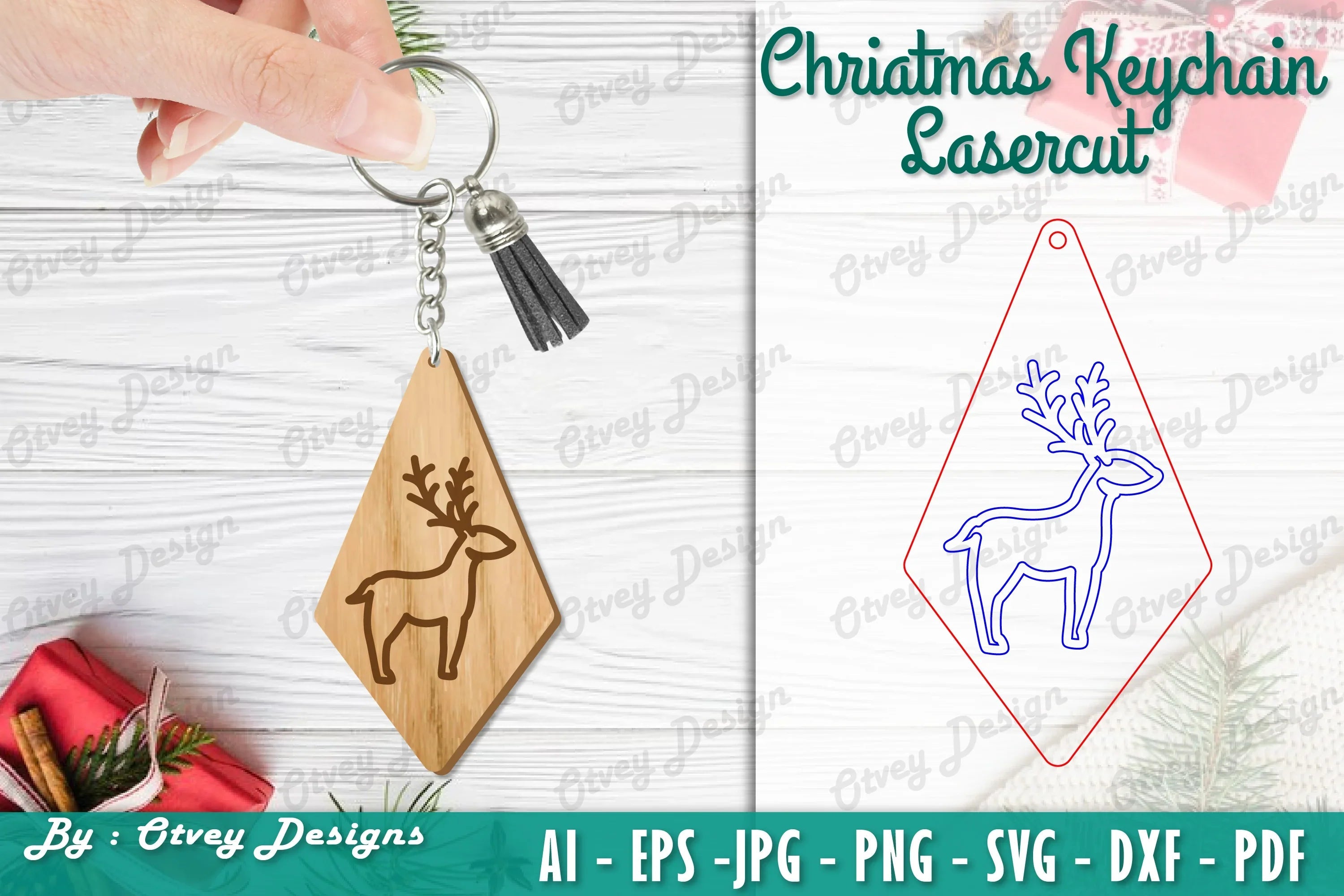 Christmas Keychain Lasercut SVG Bundle 27 - CraftNest - Digital Crafting and Art
