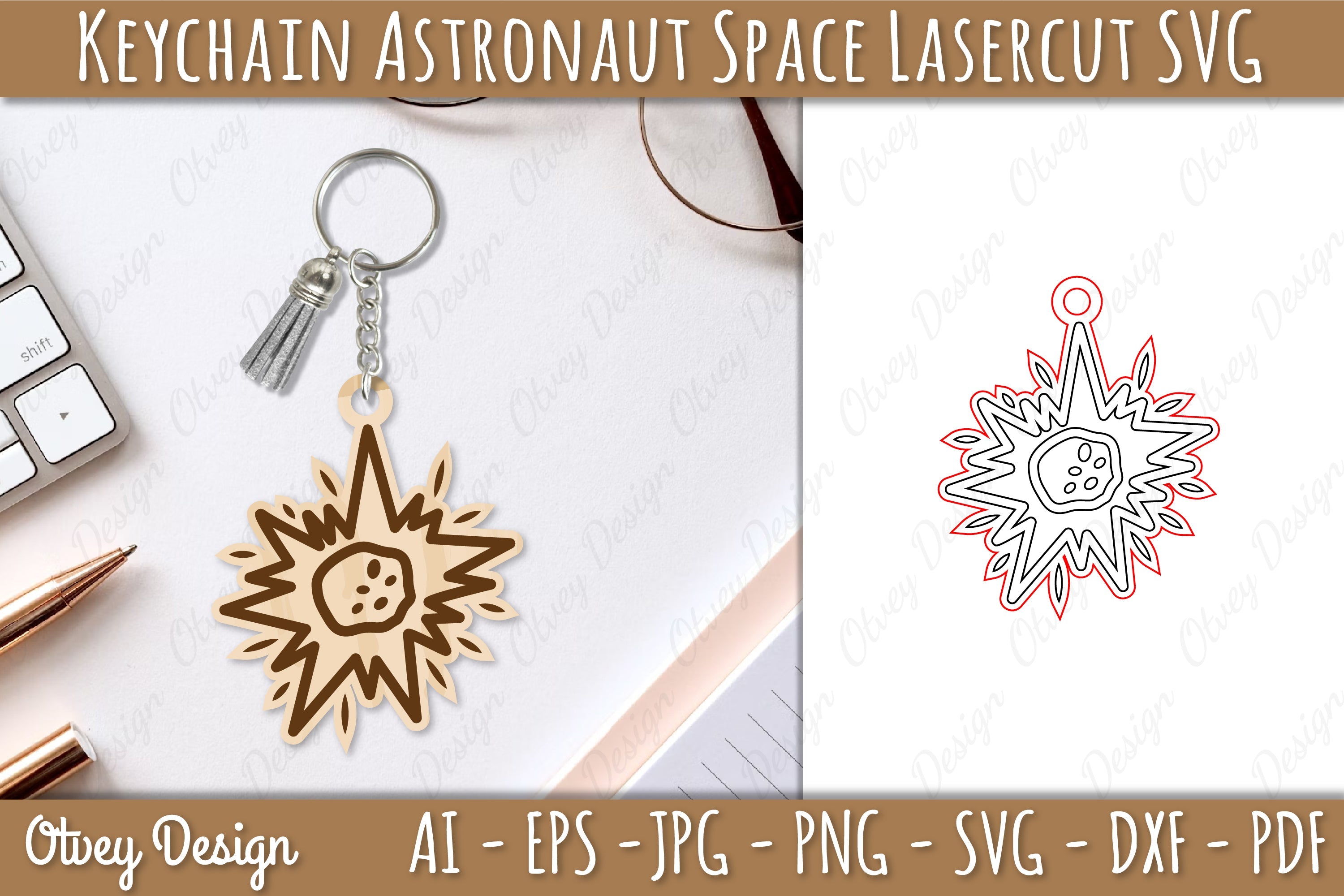 Astronaut Space Keychain Earring SVG Bundle 7 - CraftNest - Digital Crafting and Art
