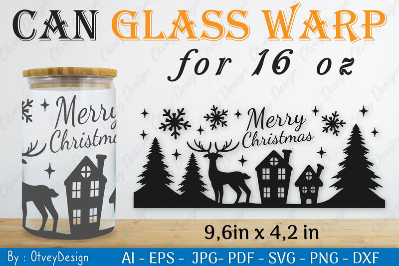 Christmas Deer Can Glass 16 OZ SVG Bundle 6 - CraftNest - Digital Crafting and Art